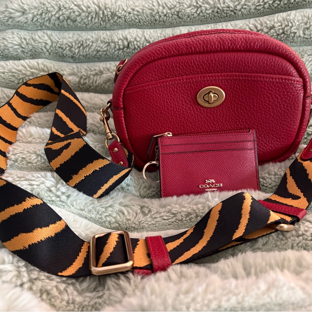 Coach Lunar New Year Red Crossbody Bag with Tiger Print Strap